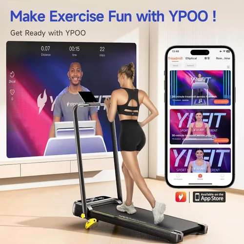 Vista 8 de YPOO Foldable Treadmill with Incline, Walking Pad with Handle Bar 3 Level Incline, Portable Folding Treadmills for Home/Office 300 Lbs Capacity