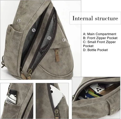 Vista 3 de KL928 Bolso bandolera de piel sintética Mochila pequeña cruzada de hombro, mochila casual para hombres y mujeres