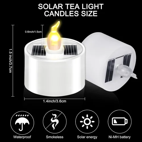 Vista 2 de Hortsun 6 piezas de luz solar de té de Halloween, velas sin llama