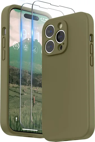 Vista 25 de SURPHY Funda diseñada para iPhone 14 Pro con protector de pantalla, (protección de cámara y forro de microfibra suave), funda de silicona líquida