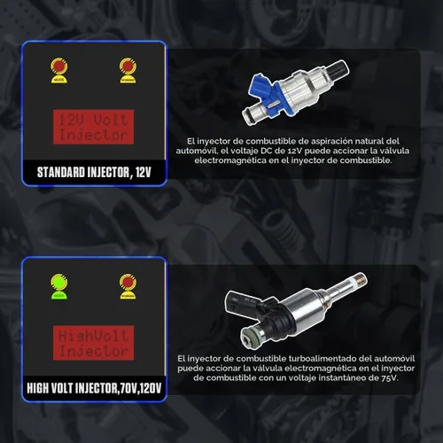 Vista 4 de AUTOOL Probador y limpiador de inyector de combustible de 12 V y 70 V, kit de limpieza de inyector de combustible para GDI, ancho de pulso ajustable