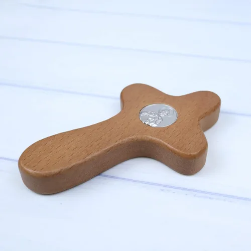 Vista 5 de Needzo Cruz de madera con corazón sagrado y cómodo, regalos inspiradores religiosos de mano, 3.5 pulgadas