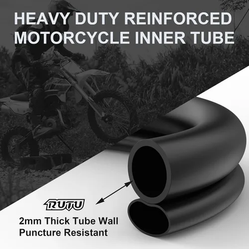 Vista 2 de RUTU 70/100-19 2.25/2.50-19 - Tubo interior de motocross, tubos resistentes de 0.079 pulgadas de grosor reforzado para motocross de 19 pulgadas