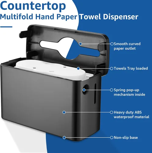 Vista 5 de Dispensador de toallas de papel, soporte triple para toallas de papel, dispensador de toallas de mano, dispensador de toallas de papel comercial
