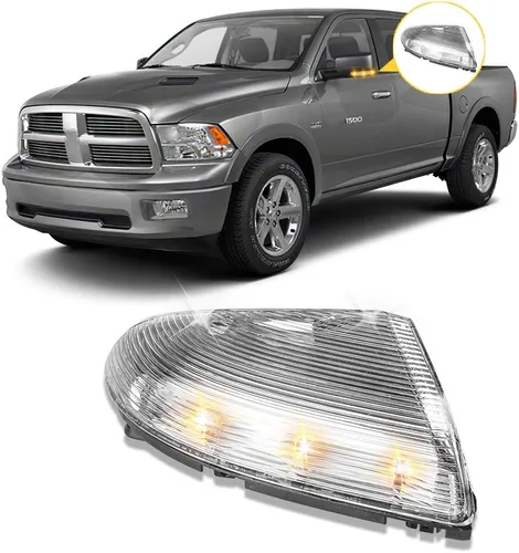 Vista 7 de Espejo lateral LED intermitente, luz de charco para conductor y pasajero, lente transparente para 68064948AA 68064949AA compatible con Dodge Ram