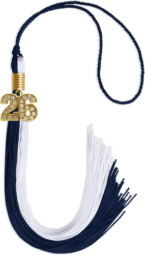 Vista 73 de Endea Graduation Borla de doble color con dije dorado (negro/oro brillante, 2022)