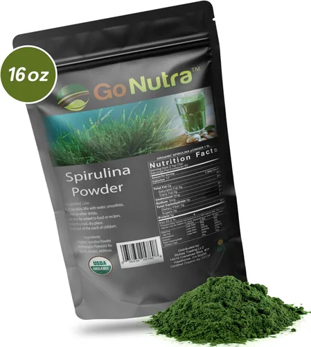Vista 7 de Go Nutra Polvo de espirulina orgánica, suplemento de hierbas superalimentos
