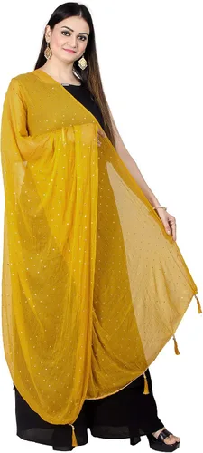 Vista 16 de Chandrakala Chal Dupatta de gasa para mujer, chal envolvente Chunni, beige (D191-P)