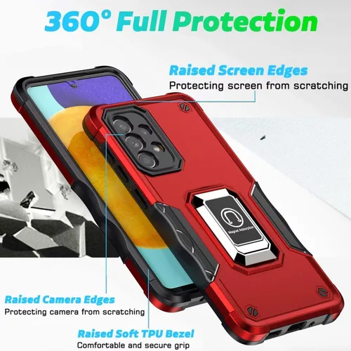 Vista 8 de Funda para Moto Razr 40, para Moto Razr 2023, TPU de grado militar + PC [soporte integrado] Diseño de doble capa resistente contra caídas Funda