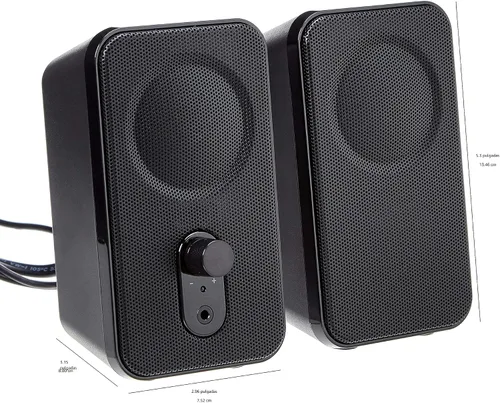 Vista 6 de Amazon Basics Altavoces para computadora de escritorio o portátil, alimentación de CA (versión de EE. UU.), color negro