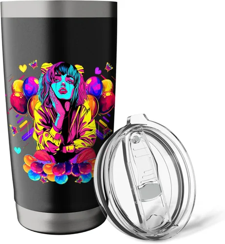 Vista 5 de Streetwear synthwave 80s 90s retro anime Emo clown fashion Stainless Steel Insulated Tumbler