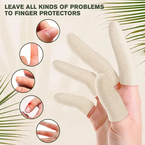 Vista 3 de Fundas de dedo de algodón Evridwear, almohadillas de algodón 20 piezas para piel agrietada, eccema, callosidades, absorción de humedad, protección