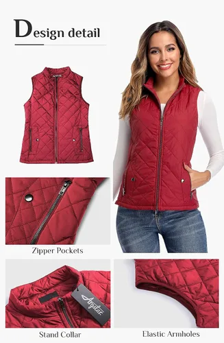 Vista 5 de Argstar Chaleco acolchado ligero con bolsillos con cremallera (XS-2XL)
