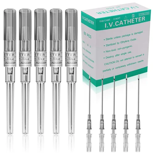 Vista 7 de Agujas de perforación de catéter 14G, 50 agujas de catéter intravenoso calibre 14, agujas huecas de acero inoxidable para oreja, nariz, labio