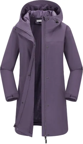 Vista 8 de 33,000ft Abrigos largos impermeables para mujer con malla transpirable con capucha, chaqueta de lluvia con capucha, gabardina, rompevientos Azul