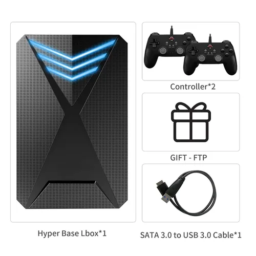 Vista 7 de JAnimauxx Hyper Base Lbox Retro Game Console with Built in 4280 Top Games, Emulator console with 18 Emulators, 2TB Game Console HDD with LaunchBox