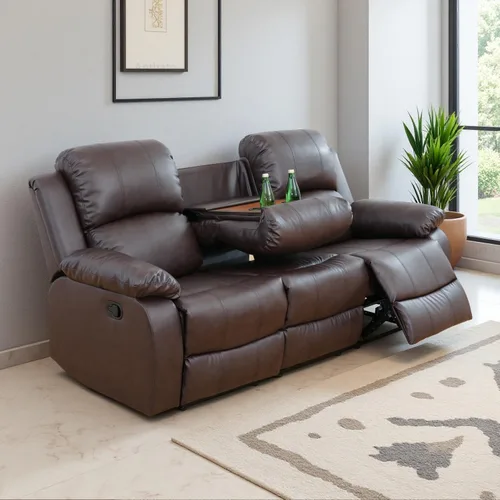 Vista 42 de Juego de sala de Estar reclinable de 3 piezas, juego de sofá reclinable Manual para conjunto de muebles de sala de Estar, con consola de Rojo