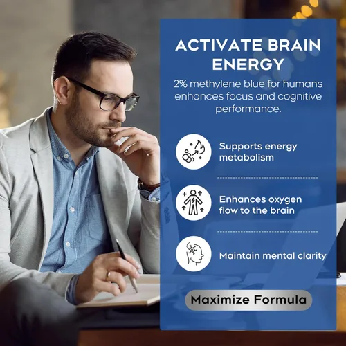 Vista 2 de Azul de metileno 99.99% de pureza – 2% de alta concentración, grado farmacéutico y grado USP, suplemento de salud cerebral probado por terceros