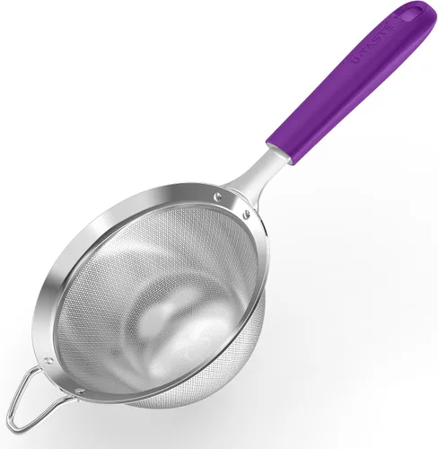 Vista 10 de U-Taste Colador de Malla Fina Pequeño: Acero Inoxidable 18/8 de 3.35 pulgadas, Tamiz de Cocina para Alimentos de 30 Mallas con Mango de Silicona