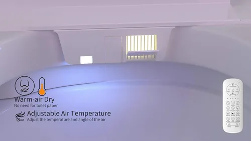 Vista 5 de EUROTO Inodoro de bidé inteligente, 1.28 GPF doble descarga, apertura y cierre automático, descarga automática, sensor de pie, asiento