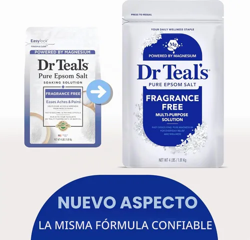 Vista 3 de Sales de Epsom con Magnesio para Remojo Dr Teal's, Sin Fragancia, 4 libras