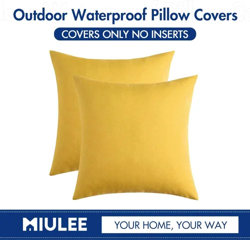 Vista 100 de MIULEE Paquete de 2 fundas decorativas para almohadas de exterior, sólidas, impermeables, de lino sintético, estilo granja de jardín, fundas de Óxido
