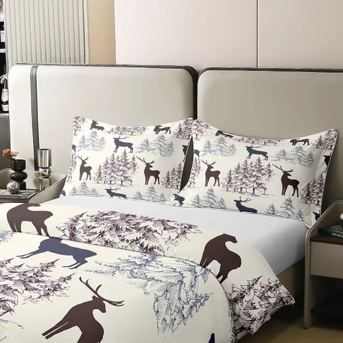 Vista 38 de Funda de edredón de árbol de Navidad 100% algodón natural, juego de ropa de cama de copos de nieve de Navidad para niños y niñas, funda de edredón