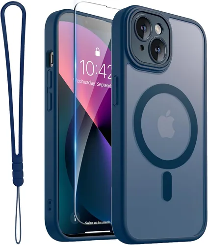 Vista 46 de ROYBENS Funda transparente mate para iPhone 12 Pro-Max compatible con Magsafe, protección completa de lente de cámara, protector de pantalla, correa