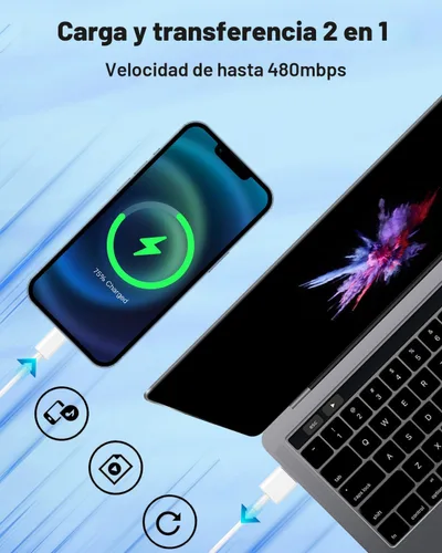 Vista 4 de [Certificado MFi de Apple] Cable USB A a Lightning corto de 3.3 pies, cable USB Carplay para automóvil, cable de carga Lightning compatible