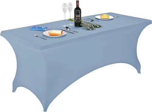 Vista 37 de LZY Cubierta de Mesa Elástica Ajustable de Spandex para Mesa Plegable de 6 pies, 4 pies o 8 pies, Mantel de Cóctel Rectangular, Perfecto para Champn