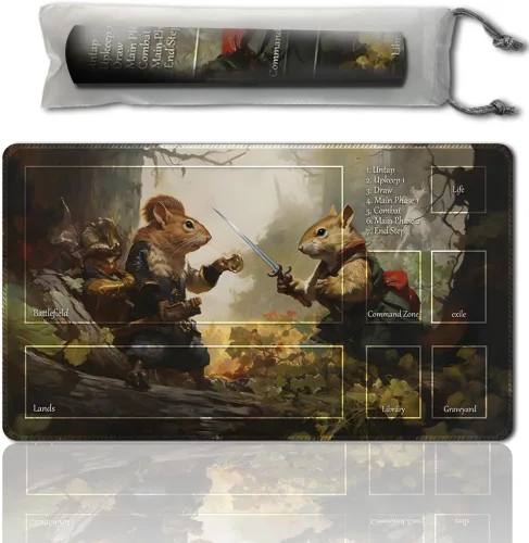 Vista 17 de MTG - Tapete de juego de operaciones auxiliares para MTG TCG, tapete de juego de 24 x 14 pulgadas, tapete de juego entintado con bolsa