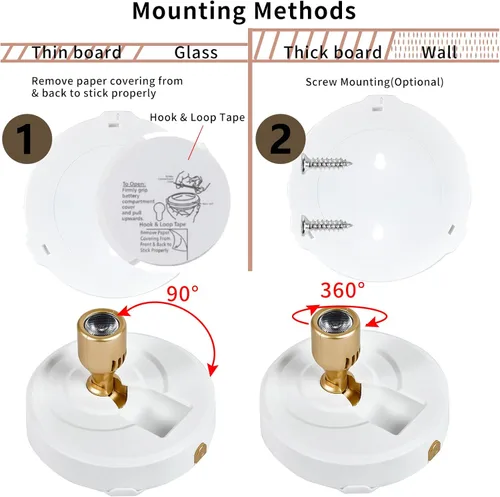 Vista 6 de Foco inalámbrico a pilas con control remoto, paquete de 2 luces para debajo del armario con función de temporizador para debajo del mostrador