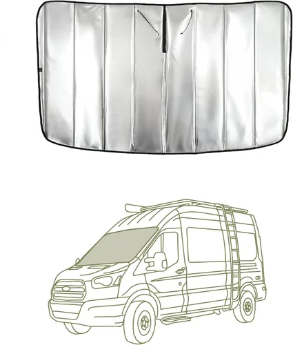 Vista 25 de Cubierta opaca aislante para ventana diseñada para Ford Transit alto/medio, borde de plástico completo de 130 pulgadas de longitud, ventana trasera