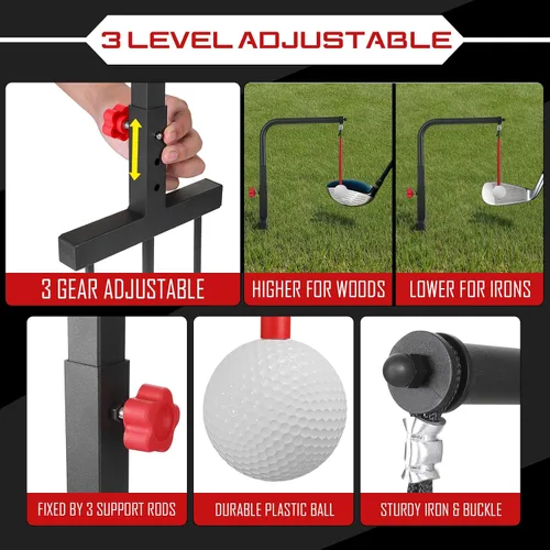 Vista 3 de Entrenador de Swing de Golf - Ayuda de Entrenamiento de Swing de Golf de Hierro Duradera - Accesorios de Golf para Niños y Jóvenes con Bola