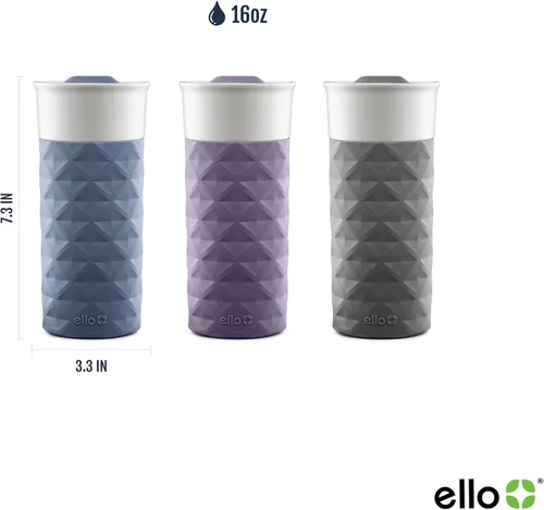 Vista 3 de Termo de viaje Ogden de Ello, de cerámica sin BPA, con tapa, 16 oz