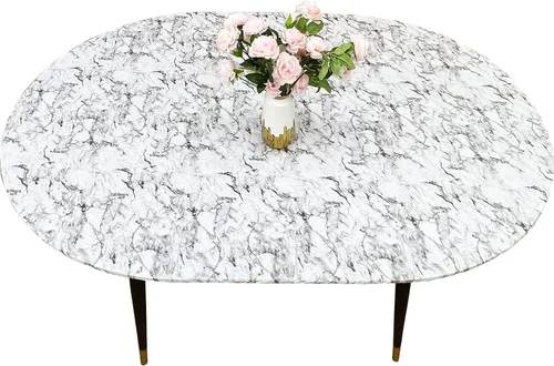 Vista 181 de LIBERECOO Mantel redondo de vinilo ajustable con reverso de franela, borde elástico, impermeable, resistente a las manchas, mantel lavable