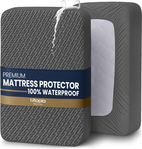 Vista 11 de Utopia Bedding Protector de colchón impermeable tamaño King (gris), funda de colchón de tela suave 3D de alta calidad, se adapta a 17 pulgadas