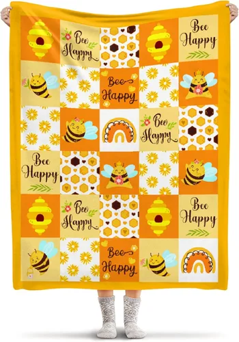 Vista 27 de Manta de franela ligera de abeja, regalos para niñas y mujeres en todas las estaciones, manta para cama, sofá, 30 x 40 pulgadas, para bebé/mascotas