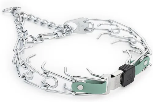 Vista 17 de Collar de perro de acero cromado Herm Sprenger para perros pequeños con hebilla de liberación rápida ClicLock y inserto de Biothane Collar de punta