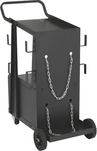 Vista 7 de Klutch Carro de soldadura de 2 niveles con gabinete de bloqueo, 31 pulgadas de largo x 19 pulgadas de ancho x 38-1/4 pulgadas de alto, capacidad
