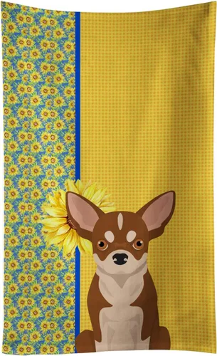 Vista 45 de Caroline's Treasures WDK5313KTWL - Toalla de cocina con diseño de girasoles de verano, color negro y tostado, Airedale Terrier, toalla de mano