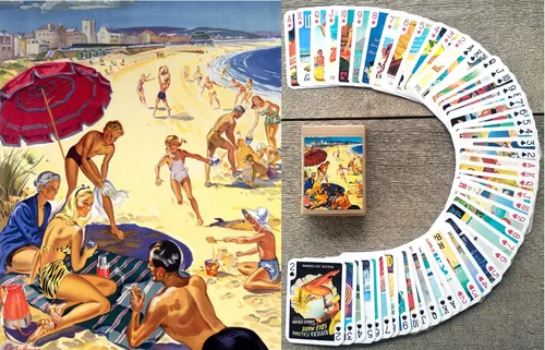 Vista 8 de Carteles de aviación vintage para jugar a las cartas (baraja de póquer 54 cartas todas diferentes) Carteles de viaje retro vintage Avia avión azafata