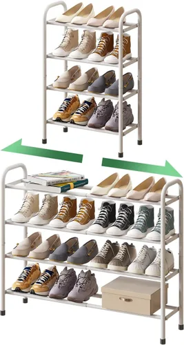 Vista 7 de kiplant Zapatero de 2 niveles para armario, organizador de zapatos de metal expandible, organizador de almacenamiento ajustable para zapatos