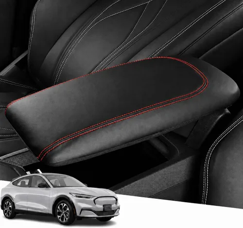 Vista 108 de Great-luck Funda de cuero para consola central, almohadilla para reposabrazos, accesorios de cubierta de caja (costuras rojas) para BMW X1 2023 2024