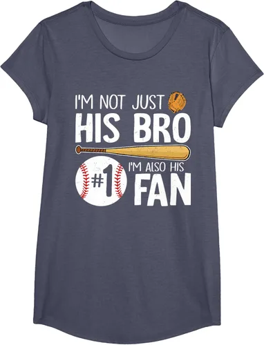 Vista 20 de Camiseta Baseball Brother I'm Not Just His Bro I'm His Number One Fan, Negro