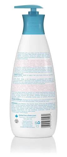 Vista 2 de Live Clean Champú y lavado orgánico ecológico para bebés 25.4 fl oz (25 fl oz)
