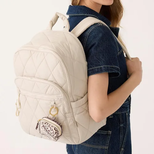 Vista 7 de Vera Bradley Mochila ligera para mujer Bancroft, negra, talla única, Piedra pómez., Tamaño único