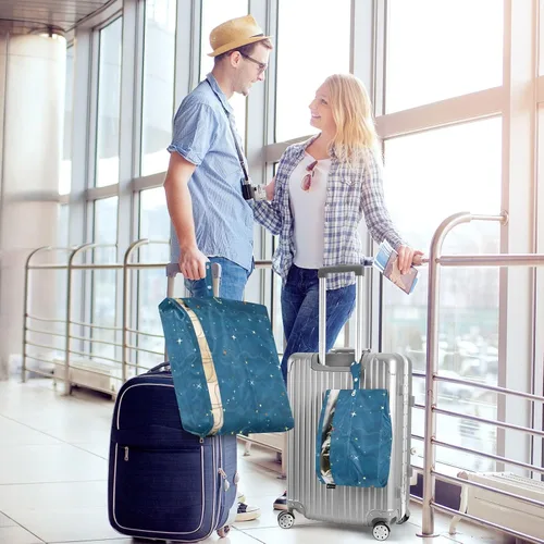 Vista 6 de Bolsa de ropa Armario Almacenamiento, Equipaje Ahorro de Espacio, Estrellas, Impermeable, Juego de 3 Cubos De Embalaje De Viaje Para