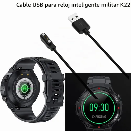 Vista 4 de Cargador militar de reloj inteligente K22 y K27 K28 Smartwatch Cable de carga para cable USB K22