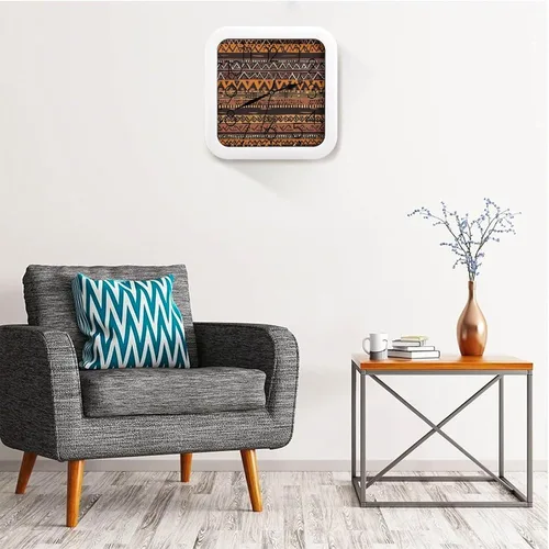 Vista 5 de 10" Square Modern Wall Clock,African Mud Cloth Tribal Print Kitchen Clocks Wall Battery Operated,Silent Non Ticking Unique Funny Cute Wall Clock for